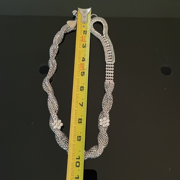 Broad Braided Necklace with White Stoned - Picture 6 of 6